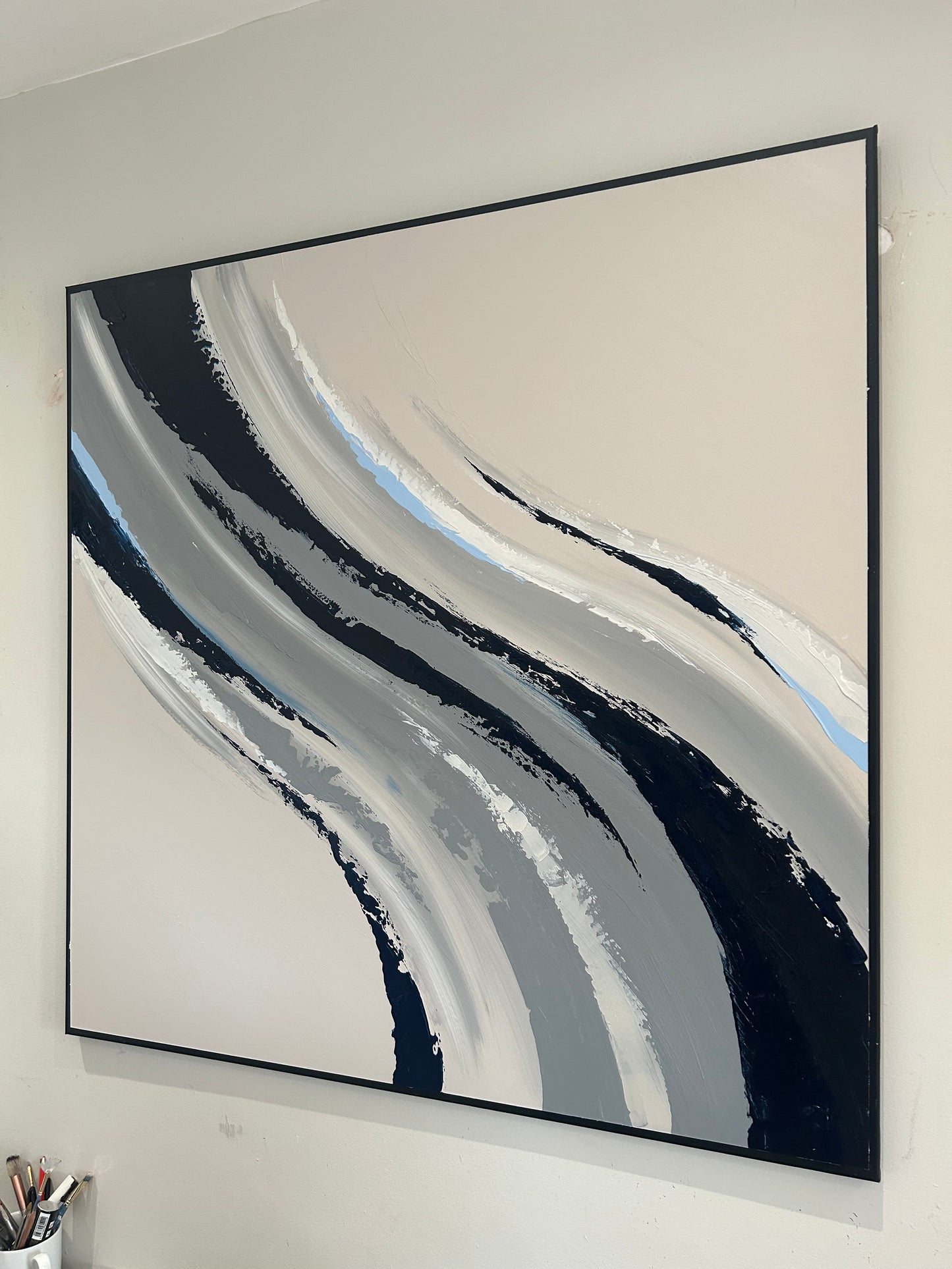 Navy,Grey And Silver Leaf Swirl