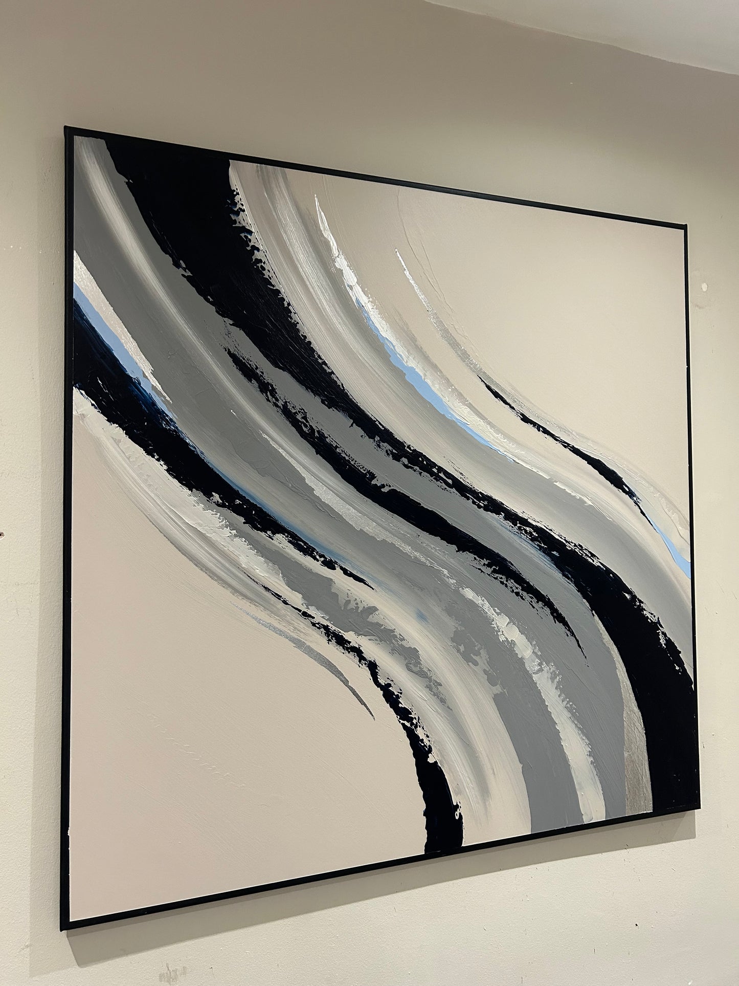 Navy,Grey And Silver Leaf Swirl