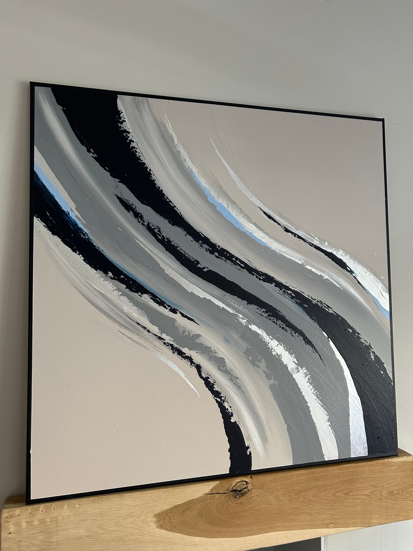 Navy,Grey And Silver Leaf Swirl