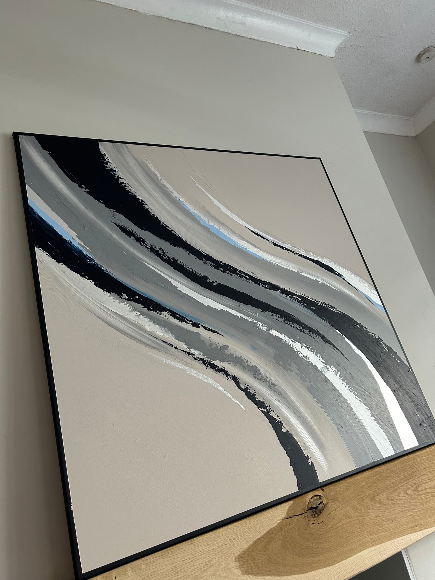 Navy,Grey And Silver Leaf Swirl