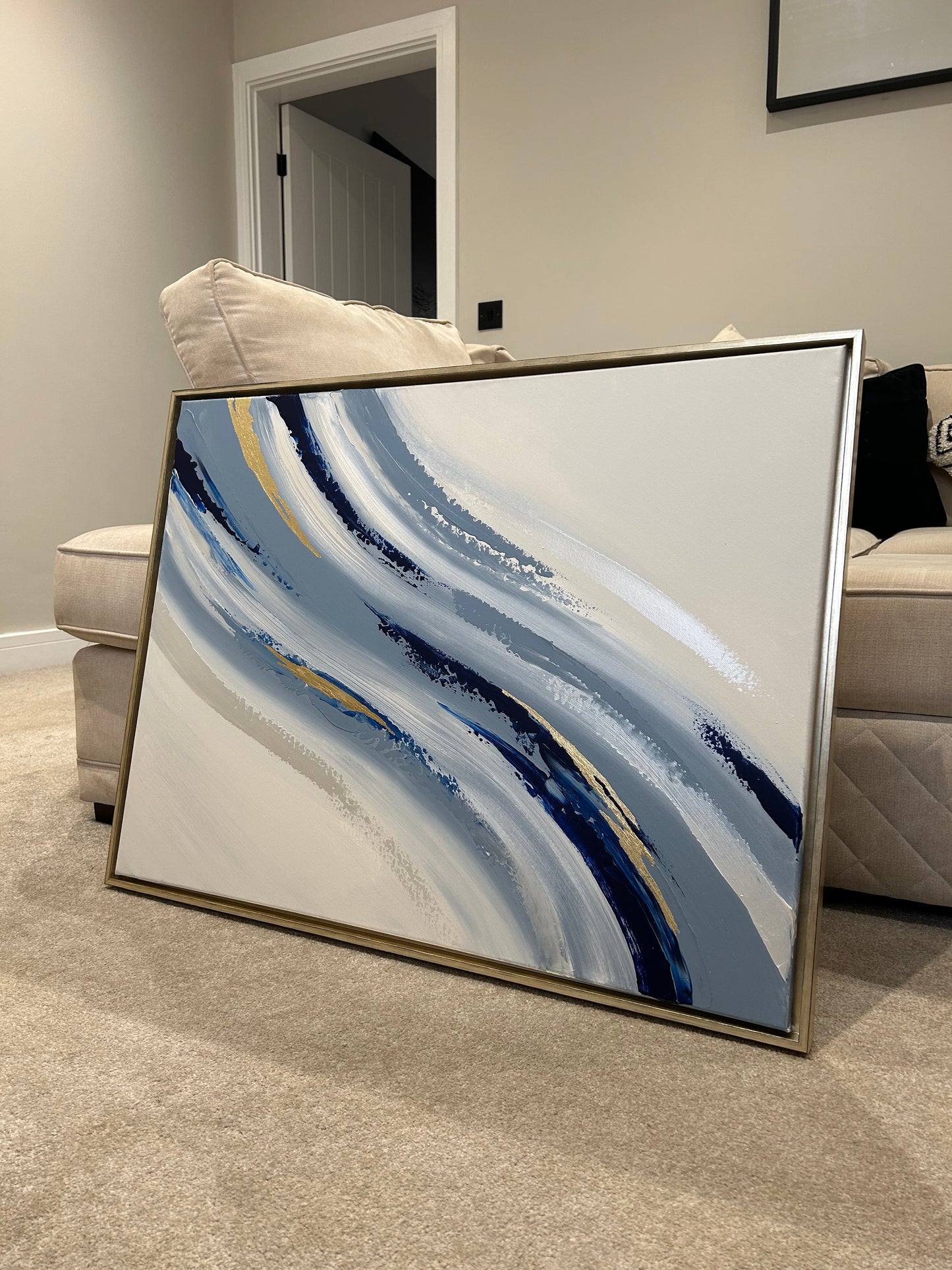 Blue, Beige & Gold Wave