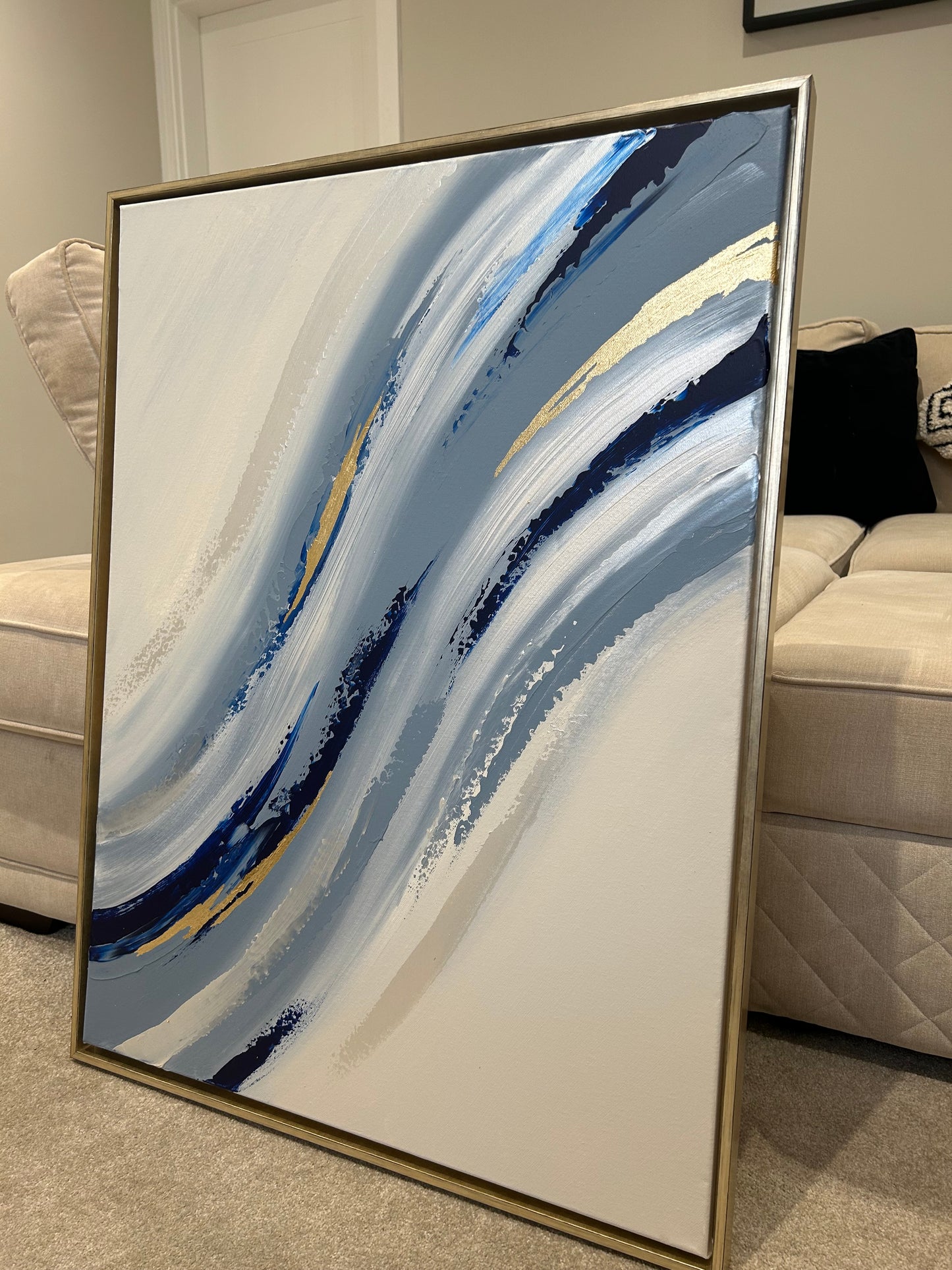 Blue, Beige & Gold Wave