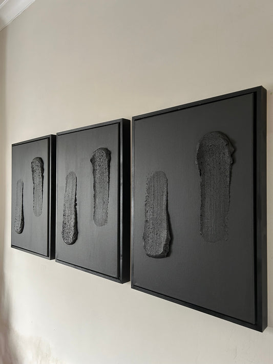 Framed Black Smudge (Set Of 3)