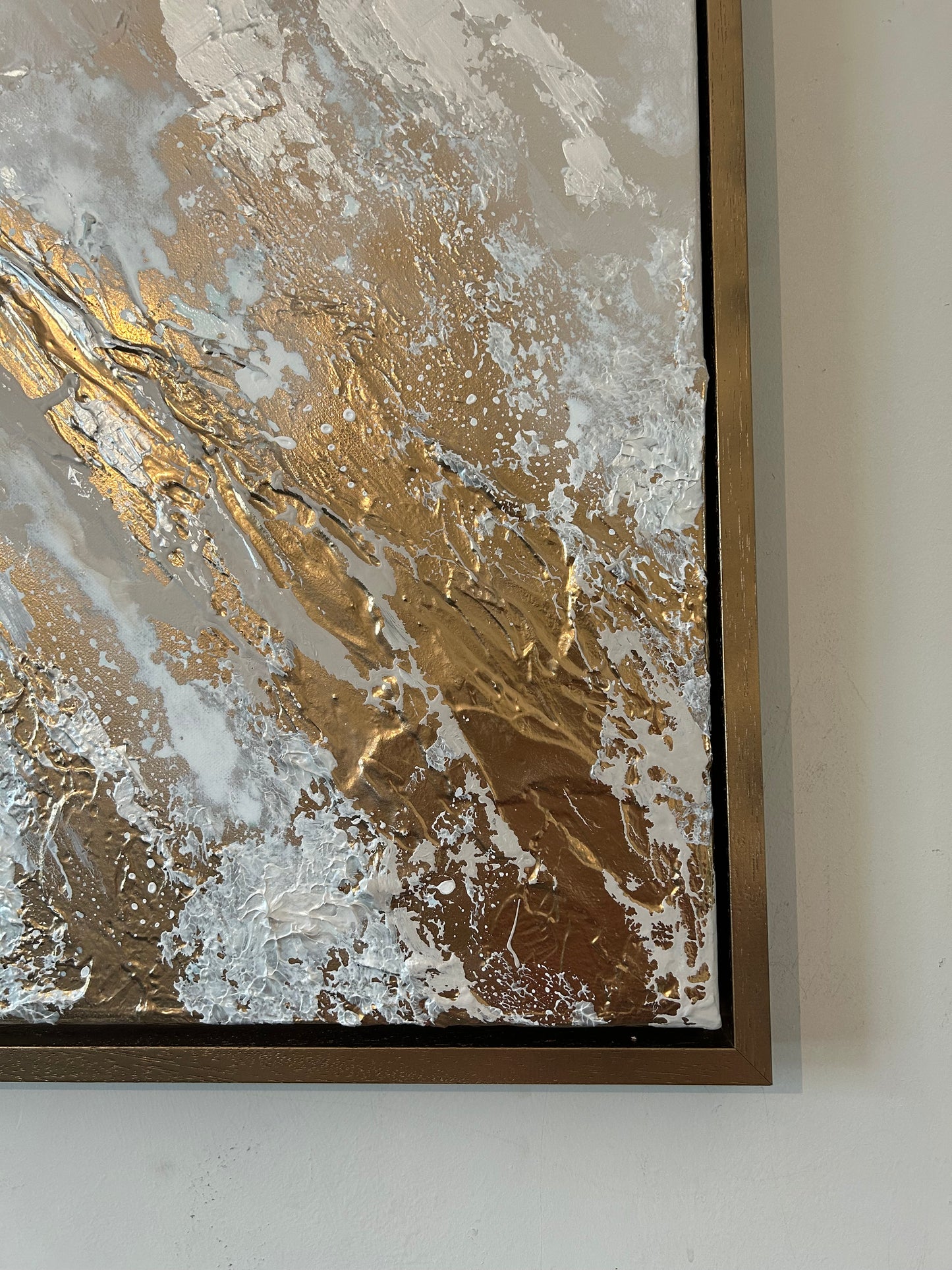 Gold, Beige And Pearl Textured Abstract Art With Floating Frame