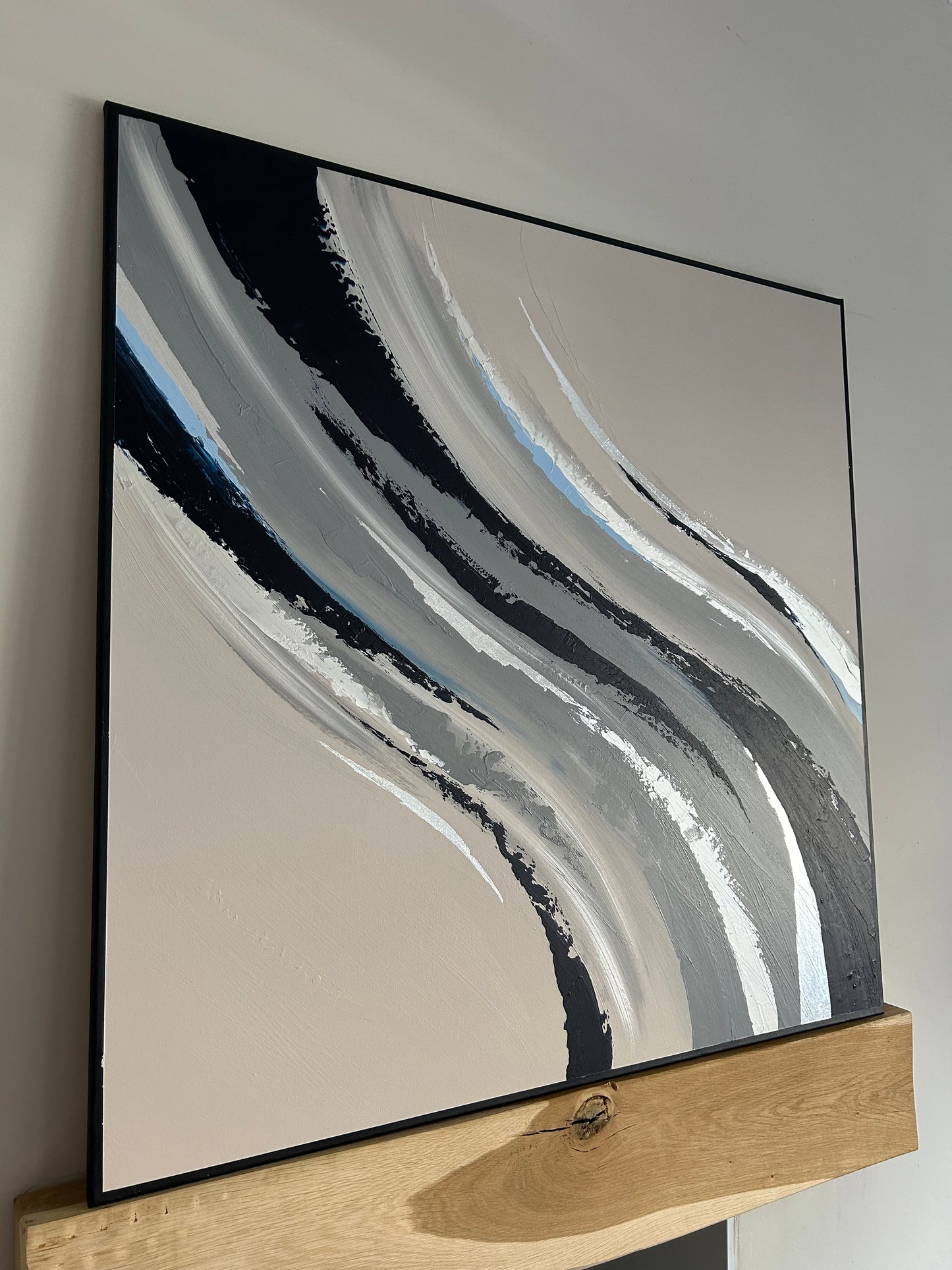 Navy,Grey And Silver Leaf Swirl